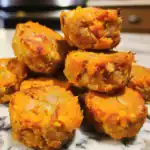 Crispy vegan chickpea and sweet potato fried balls, delicious plant-based protein snack, gluten-free vegan appetizer, healthy vegan finger food, Waggy Chef's vegan recipes and snacks.