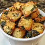 Crispy fried tofu bites with herbs and spices in a white bowl, perfect for snacking or appetizers, showcasing golden-brown exterior and flavorful interior.