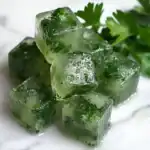 Refreshing homemade cucumber and mint flavored ice cubes with fresh herbs, perfect for cooling drinks and healthy snacking. Great for summer beverages and adding a herbal twist to your recipes.