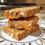 Homemade vegetarian lentil vegetable bars, cooked to perfection with carrots and oats. A healthy, nutritious snack or meal option from Waggy Chef.