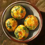 Vegetarian stuffed mushroom caps with greens and cheese, served in a rustic ceramic bowl, healthy and flavorful vegan appetizer, Waggy Chef culinary recipe.