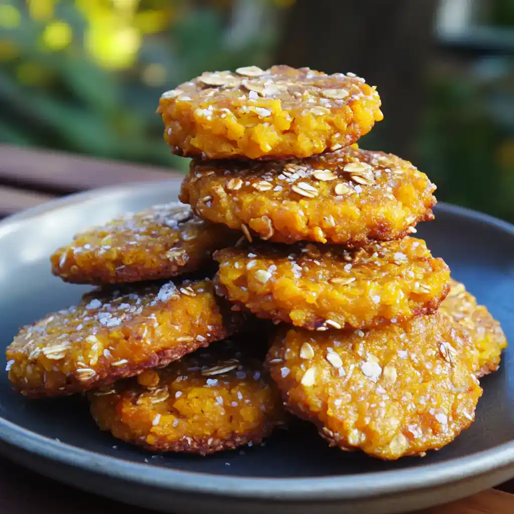 Golden oatmeal cookies topped with oats and caramelized sugar, perfect for pet treats and baking. Healthy, delicious, and easy to prepare for your furry friends or homemade snacks.