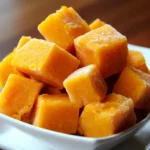 Sweet potato cubes, fresh and vibrant, perfect for healthy meals or snacks. These colorful, orange chunks highlight wholesome, nutritious, and versatile ingredients ideal for cooking or baking.