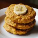 Soft banana oatmeal cookies topped with a fresh banana slice, perfect for healthy snack options, made with wholesome ingredients, and ideal for all ages. Great for breakfast or dessert.