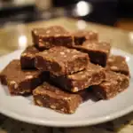 Rich homemade dog treats with peanut butter and oats on a white plate, perfect for training and rewards.